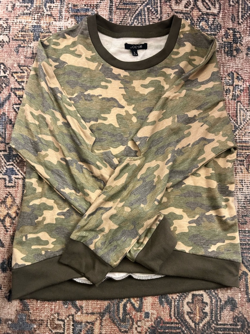Joe's Jeans Kids Olive and Tan Camo Pullover Sweatshirt